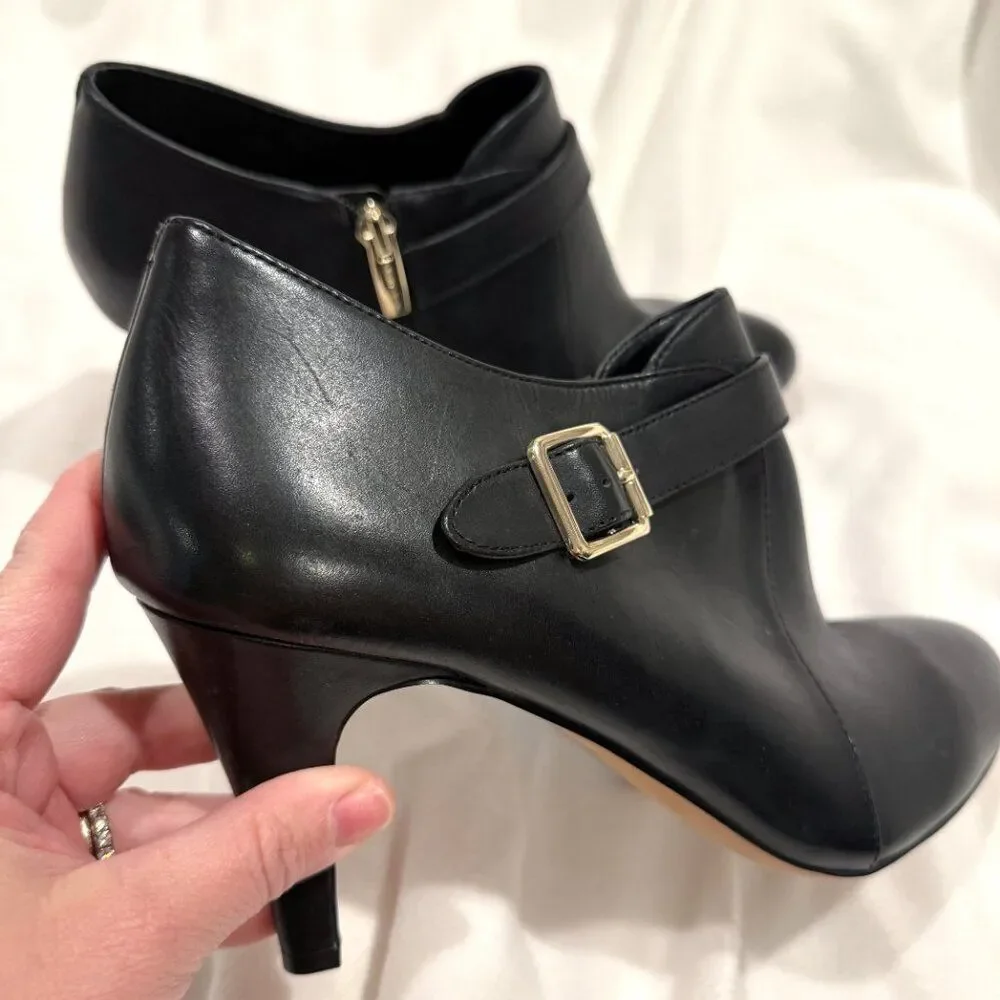 NWOT Vince Camuto Vonilesa Leather Buckle‎ Zip High Heel Bootie City Black 9.5